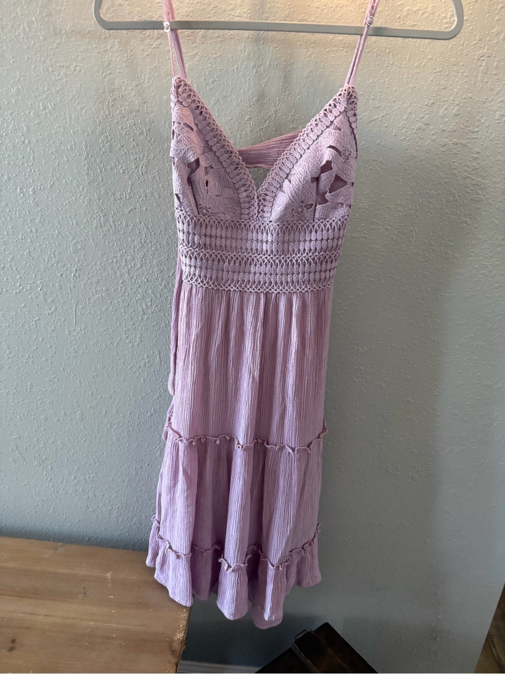 Love Tree Lavender Crochet Bodice Midi Dress